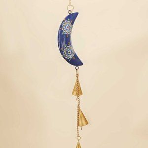 NEW Hand-Painted Cosmic Moon Chime BLUE 18"